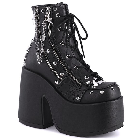 DEMONIA - CAMEL 208 Punk Goth Black Platform Boots - Picture 1 of 4